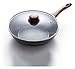 wok Fibreur de friture de 28 cm de poêle à frire en acier au carbone avec poêle à frire de couvercle cuisinière à gaz cuisinière à induction Pot universel