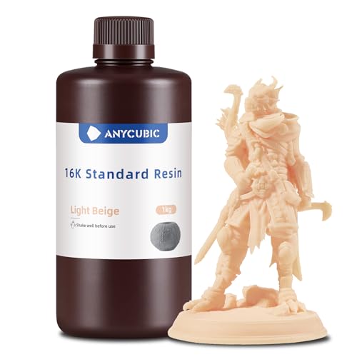Image of ANYCUBIC 16K 3D Printer Resin, Superior Precision & Low Shrinkage 3D Resin with Matte Finish, High Hardness, Low Odor, 405nm UV Resin for LCD DLP 3D Printers (Light Beige, 1kg)