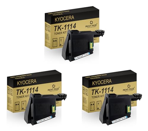 Image of TK-1114 Toner Cartridge Compatible for Printers FS-1040, 1060DN, 1020 MFP, 1041, 1120 MPF, 1061DN, 1025 MFP (Set of 3)