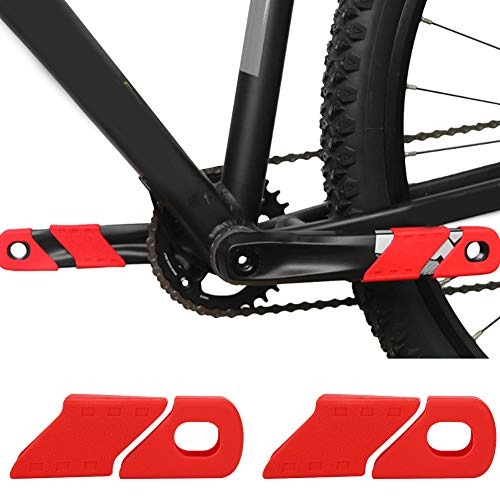 Gavigain 4Pcs Silicone Bike Crank Protectors, Bike Sleeve Arm Boots Protectors, Bicycle Accessories (Red)