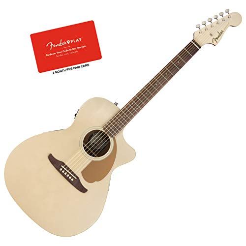 Fender Newporter Player Champagne Acoustic-Electric Guitar Bundle w/Fender Play