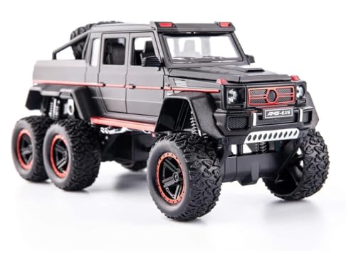Image of PINQUE Kids New Car 1:24 AMG 6x6 Diecast Alloy Metal Pull Back Car with Openable Doors Music Sound and Light Vehicle Toy Car for Boys (Black)