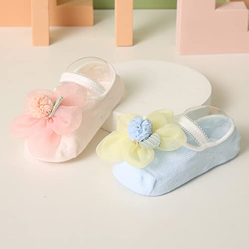 2Pairs Infant Girls Flower Socks Toddler Breathable Floral Socks Baby Barefoot Socks Non Slip Socks For Girls3