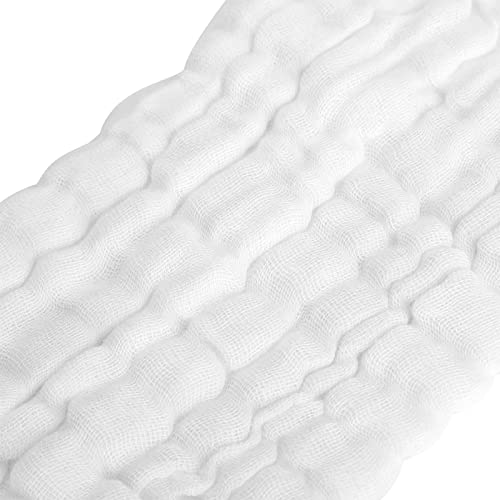 Pannolino per Pannolini per Bambini, 5 Pezzi Pannolini Riutilizzabili in Garza Cotone Morbido Assorbimento Acqua Multifunzione Bavaglini Asciugamani Tovagliolo Traspirante per Neonati Neonato(White) - 9