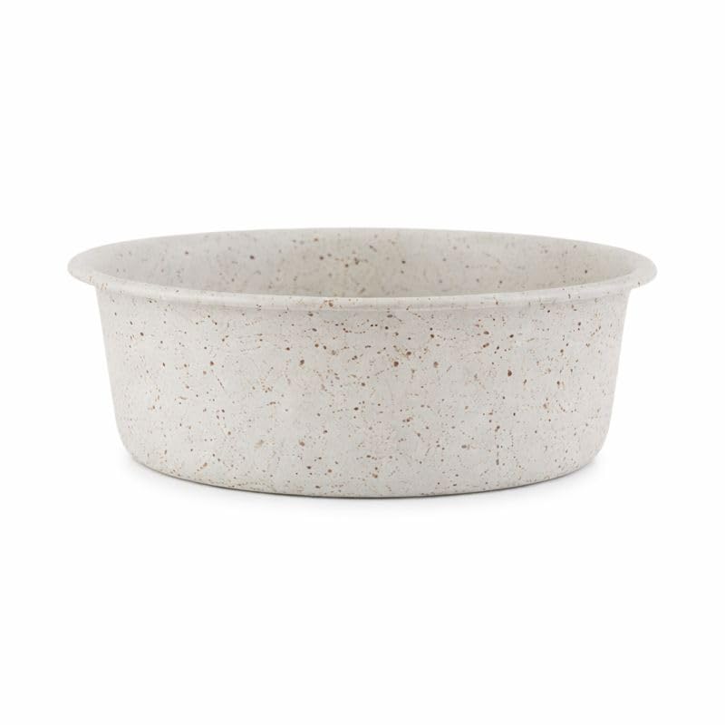 Pawpourri Dog Bowls Stainless Steel Anti-Skid Dog Food Bowl & Water Bowl Speckle Design Pet Feeder for Puppy and Small Dogs Durable & Easy Clean Feeding Bowl (Off White 470 ML)