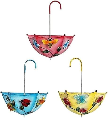 Hrtlss Metal Umbrella Hanging Planter Basket, Wall Hanging Planter Wall Decoration, For Home Patio Garden Fence Decoration (3Pcs)