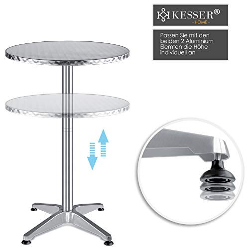 KESSER® - 2-in-1 statafel, inklapbaar, bistrotafel, aluminium roestvrijstalen plaat, in hoogte verstelbaar, 70 cm / 115… - Image 5