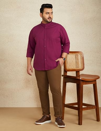 Image of Amazon Brand - Symbol Men's Cotton Shirt | Chinese Collar | Casual | Plain | Full Sleeve | Summer - Regular Fit (Available in Plus Sizes)