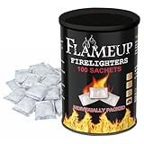 FlameUp Natural Firelighters for Wood Burners – 100 Individually Packed Fire Lighters for Logs, Fireplaces & Stoves – Easy & Clean Fire Starter