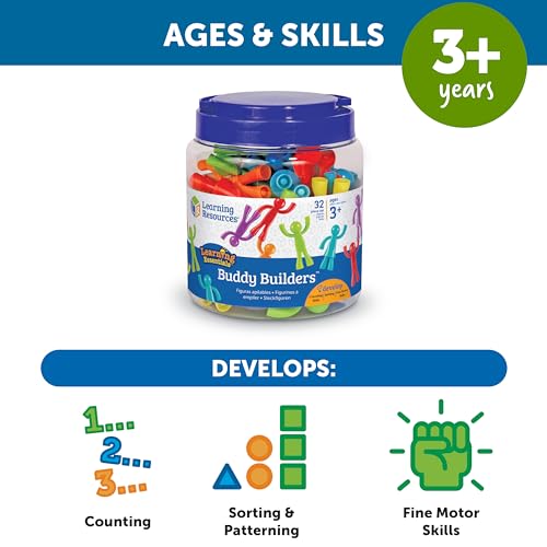Learning Resources Buddy Builders,32 Pieces, Ages 3+, Fine Motor, Hand Eye Coordination Toy, Fine Motor Skills,Social Emotional Learning Toys - Image 7