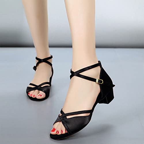 Girl's Ballroom Latin Tango Dance Shoes Low Heel Salsa Tango Dancing Shoes Silk Latin Dance Shoes Boy for Practice2