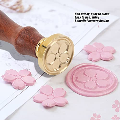 cyrank Carimbo de selo de cera de flor, carimbo de selo de cera removível, carimbo de cabeça de latã