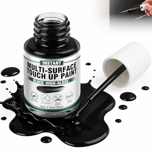 Black Touch Up Paint Pen, High Gloss Black Paint for Scratch Repair, Multi-Surface Use on Metal,...