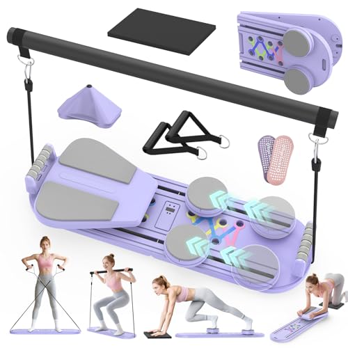 Lazolloa 7 in 1 Pilates Board, Portable Home Gym Equipment, Foldable Pilates Reformer Set with...