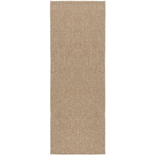 In- & Outdoor Teppich – 80 x 220 cm Jute – Wetterfest & rutschfest, UV-beständiger Kurzflorteppich – Ideal für Balkon, Terrasse, Küche & Camping