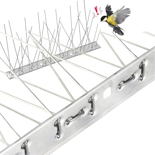 Ieron 4Pcs Pigeon Repellent Spikes, 25cm Stainless Steel Bird Spikes for Fence Wall Spikes Garden Safety, Anti-Climbing