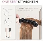 TYMO Anneau Plus Brosse à lisser les cheveux ionique - Peigne de redressage avec des ions négatifs pour les femmes, revêtement en titane, 9 Paramètres de la température & LED Affichage, double tension, outils de styling professionnels