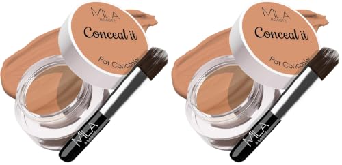 Image of Mila Beaute Conceal It Pot Concealerwith Brush | Enriched With SPF 15 and Vitamin E | Light Weight Concealer | Long Lasting Coverage | Natural Matte Finish | Covers All Skin Concerns | Easily Blendable Concealer For Face Makeup (Rose Beige)