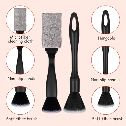 xiluuyou 9 Stück Auto Reinigung Pinsel Set, Auto Detailingbürste, Autopflege Pinselset Weich für Eine Schonende & Effiziente Reinigung im Innenraum & Außen