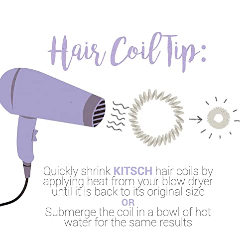 Image of Kitsch Spiral Hair Ties for Women - Coiled Plastic Hair Ties No Damage, Ponytail Holders for Thick and Thin Hair - Creaseless and Dent-Free, Phone Cord Style - Black, 8 Pcs