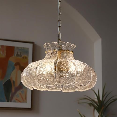 Lustre en verre ondulé d'eau vintage et laiton élégant pour une décoration chic