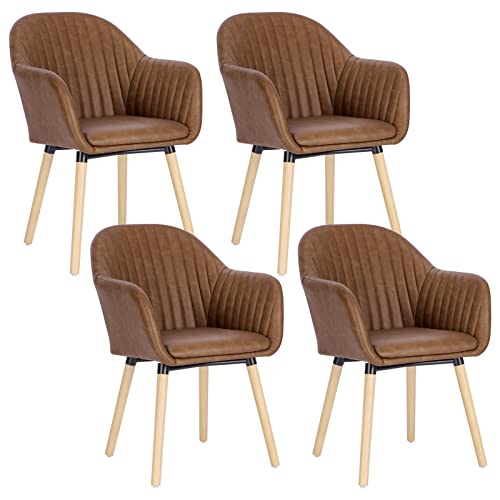 Woltu 4x Sillas De Comedor Con Brazos Respaldo Y Patas De Madera, Sillas De Cocina Acolchados En Piel Sintetica, Sillas Ergonomica De Salón, Marrón, Bh336br-4 Woltu 4x Sillas De Comedor Con Brazos Respaldo Y Patas De Madera, Sillas De Cocina Acolchados En Piel Sintetica, Sillas Ergonomica De Salón, Marrón, Bh336br-4