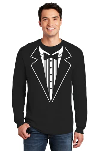 Promotion & Beyond Long Sleeve Tuxedo Shirts for Men | Tuxedo White Funny Faux Fake Casual Long Sleeve Shirt2