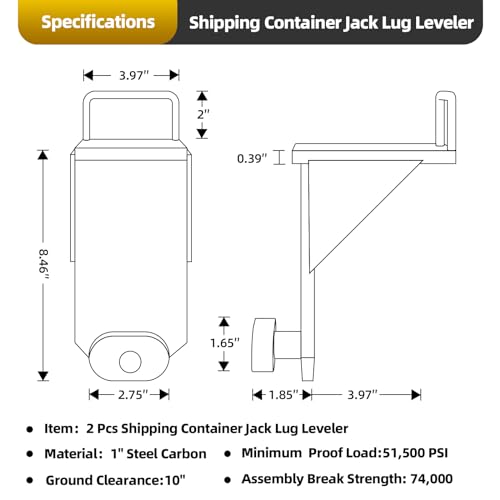 2Pack Shipping Container Jack Lug Leveler for Shipping Container Accessories Attachment for Booster Lifter by TOBUMO - Image 2