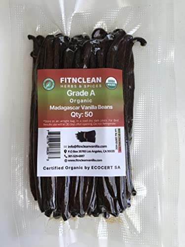 50 Grade A Madagascar Vanilla Beans. Certified Usda Organic. ~5" By Fitnclean Vanilla. Bulk For Extract And All Things Vanilla. Fresh Bourbon Non-Gmo Pods #TOP1