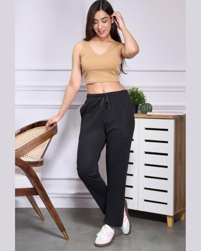 Image of CUPID Woman Plus Size Easy Cotton Track Pants, Comfortable Lower, Trouser, Joggers, Lounge Wear, Night n Daily Wear, Pajama, Travel Pant
