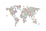ART.COM Wall Art Print Cats Map of the World Map by Michael Tompsett, 18' x 12'