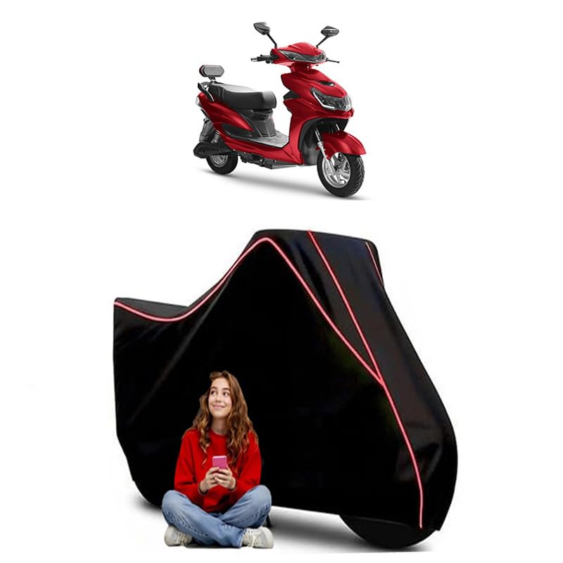 Image of Odysse Scooty Bike Cover Water Resistant Outdoor Use Universal Fit Scooters Motorcycles Heavy Duty UV Protection Dust Rain Scratch Resistant Elastic Bottom Black Blue Piping