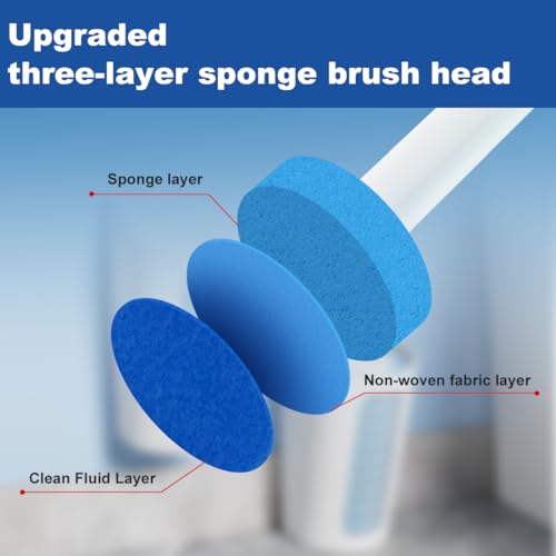 Image of CQT Disposable Toilet Bowl Brush with Toilet Wand 10 Refill Heads, Toilet Bowl Cleaner Wands,Toilet Cleaning System Starter Kit(Wand+10 Refills)