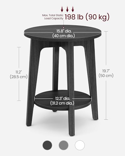 Image of VASAGLE MAEZO Collection - Side Table, 2-Tier Small Round End Table, Nightstand with Tapered Legs, Curved Transitions, for Small Spaces, Living Room, Bedroom, Charcoal Gray ULET283T22