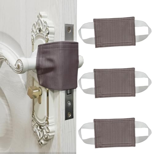 Image of Baby Proof Door Silencer & Cloth Latch Cover, Quiet Close Anti-Slam Pads to Prevent Slamming and Accidental Locking, for Nursery and Toddler Safety (3, Purple, 4.1 * 3.1 inches)