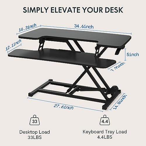 Flexispot CAM27MB 35In Standing Desk Converter Height Adjustable Sit To Stand Up Desk Riser Computer Workstation thumb #2