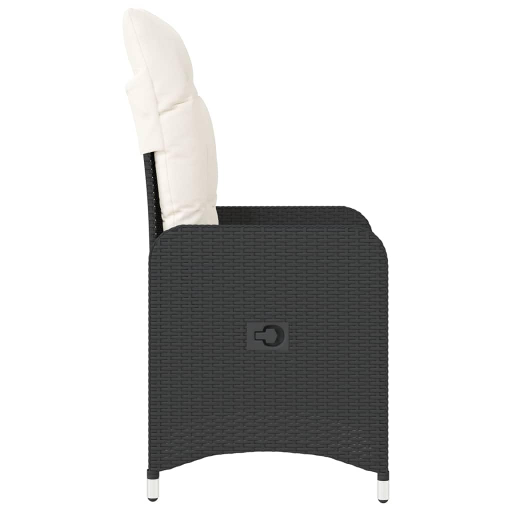 Poltrone reclinabili da giardino cuscini 2 pz rattan sintetico nero sedie da esterno resistente alle intemperie, poltrone per terrazze, mobili da giardino nero senza poggiapiedi