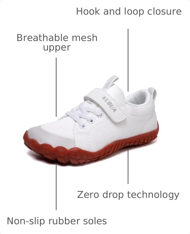 Image of KUBUA Kids Barefoot Shoes for Boys Girls Zero Drop Minimalist Sneakers | Wide Toe Box, Natural Foot Development, Lightweight, Hiking, Running, Tennis, Walking, School, Toddler, Little Kid, Big Kid