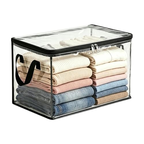 Genérico Bolsas De Almacenamiento Con Asas: Organizador De Armario Con Cremallera De Vinilo De PVC Transparente, Manta Transparente Resistente Debajo De La Cama Y De Almacenamiento De Ropa, De Viaj