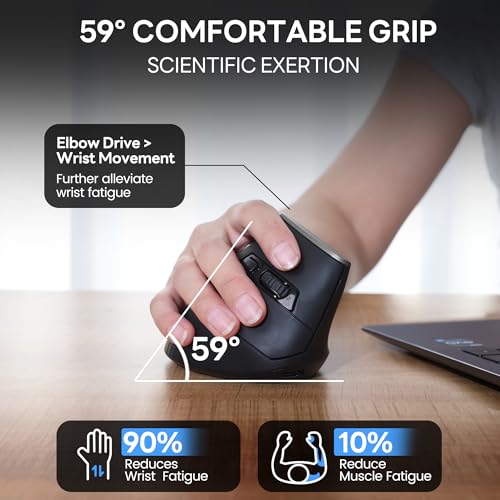 Uineer Vertical Ergonomic Wireless Mouse 2 4GHz 12 Month Battery Life - image 3