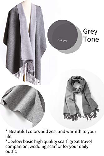 Jeelow Double-Sided Pashmina Shawl Wrap | Cashmere Feel Poncho Cape | Soft & Warm Women's Blanket Scarf4