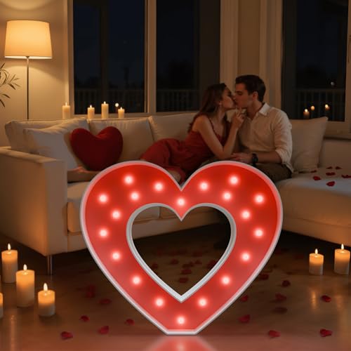 Image of Marry Me Light-up Letters Sign: 18 Colors 3FT Large Marquee Heart Big Will You Marry Me Signs Decorations Kit for Wedding Engagement Proposal Party Reception Centerpiece Backdrop with Rose Petals