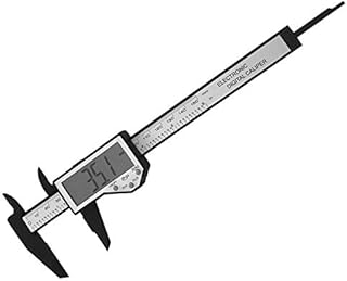 WedDecor, 150mm/6 Plastic Digital Vernier Caliper LCD Display Electronic Ruler Carbon Fiber Vernier Caliper Gauge Micrometer Measuring Tool with Large LCD Screen MM/Inch Conversion - Silver & Black
