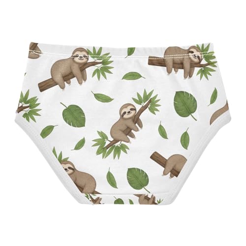 Toddler Briefs, Cute Sloths Girls Cotton Underwear, 2–8 Years2