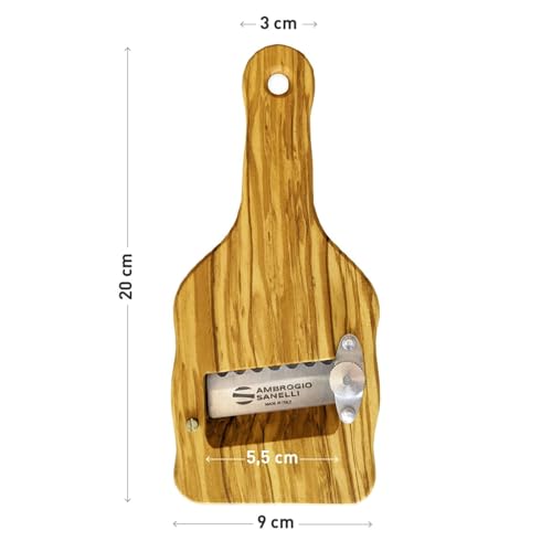Foto von SANELLI AMBROGIO 1741.000 Affettatartufi Feinhobel Olivenholz mit Wellenschliff, Holz, Braun, 23.0 x 9.0 x 2.5 cm
