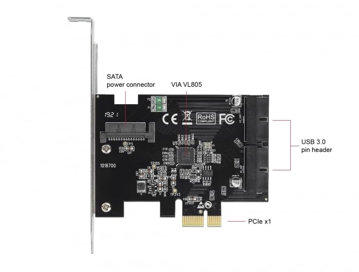 Tarjeta PCI Express DeLOCK con 2 conectores internos USB 3.0 para placa base PC 2