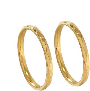 2pair 2mm 14K Gold Filled Rings for Women Stacking Stackable Band Thumb Pinky Finger Ring Non Tarnish Fit Size 6 to 9