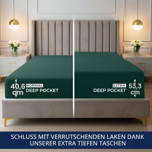 Utopia Bedding Queensize-Spannbetttuch mit extra tiefen Taschen, passend für Matratzen bis zu 53,3 cm, schrumpf- und farbbeständig… – Ansicht 3