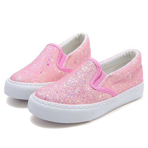 Girls Sparkle Slip-on Shoes Toddlers Canvas Sneakers Light Weight Comfortable Causal Running Shoes Skin-Friendly