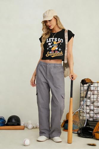 Image of Baseball Shirts Women Baseball Mom Tshirt Funny Ballgame Graphic Tee Game Day Fan Gift Casual Short Sleeve Crop Tops